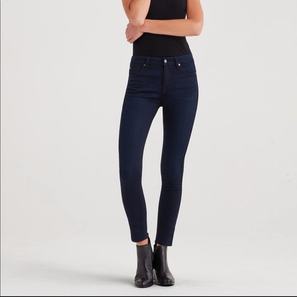 7 for all mankind b(air) denim high waist skinny jean in blue black river thames - Picture 4 of 7